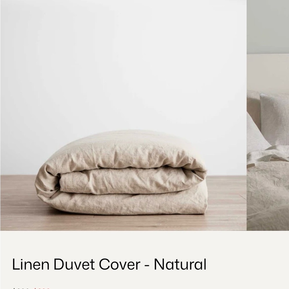 Linen King Size Natural Linen Duvet Cover - Soft Natural